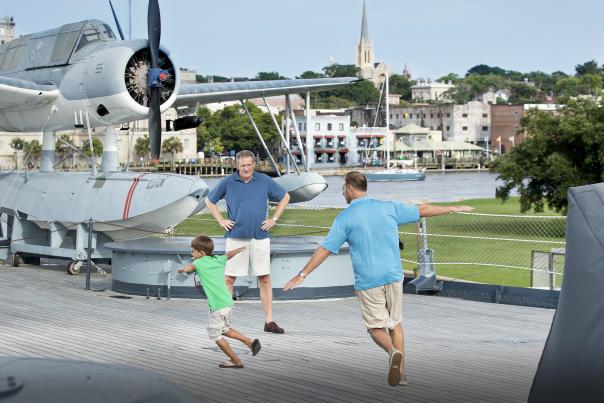 Grandfather, son and grandson on Battleship NORTH CAROLINA