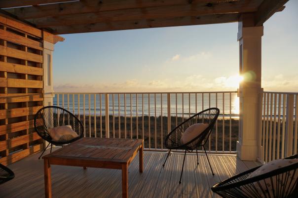 View from the deck of the Kure Lighthouse Inn at sunset