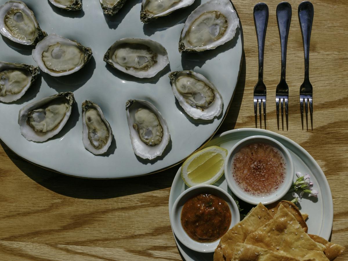 Plated Oysters from Seabird Restaurant.