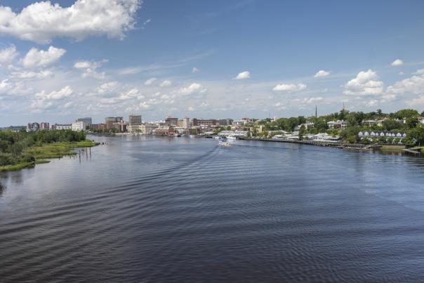 Aerial View of Downtown Wilmington's Riverwalk