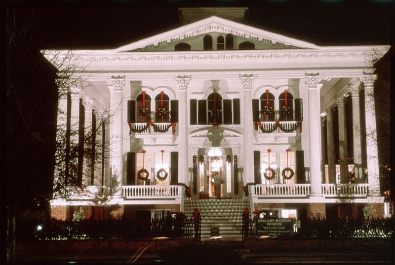 Bellamy Mansion decorated garlands and wreaths at Christmas