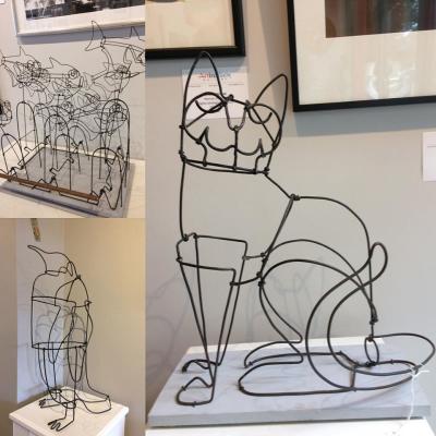 Wire sculptures at Art in Bloom