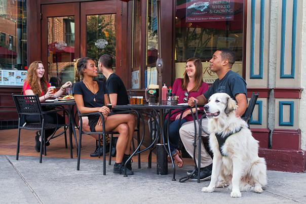 Front Street Brewery Outside Dining with dog