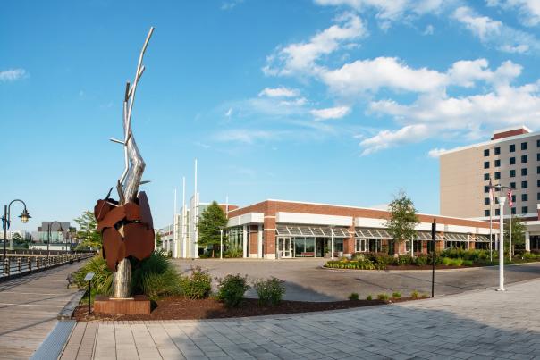 Dram Tree sculpture in front of Wilmington Convention Center and Embassy Suites