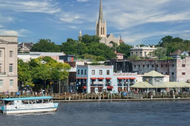 Catamaran on Cape Fear River in downtown Wilmington