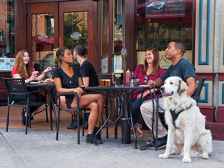 Front Street Brewery Outside Dining with dog