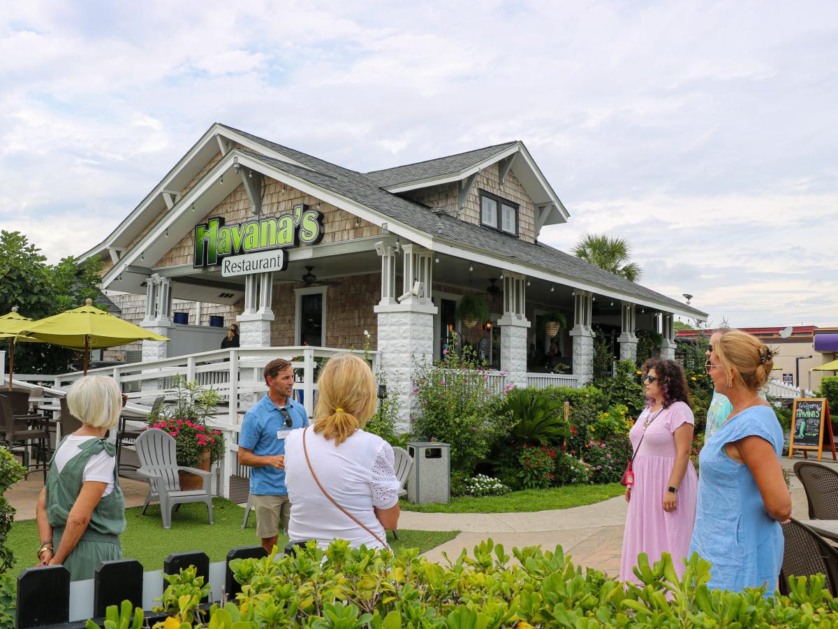 Tour Group on Carolina Beach's Tasting History Tours in front of Havana's Restaurant