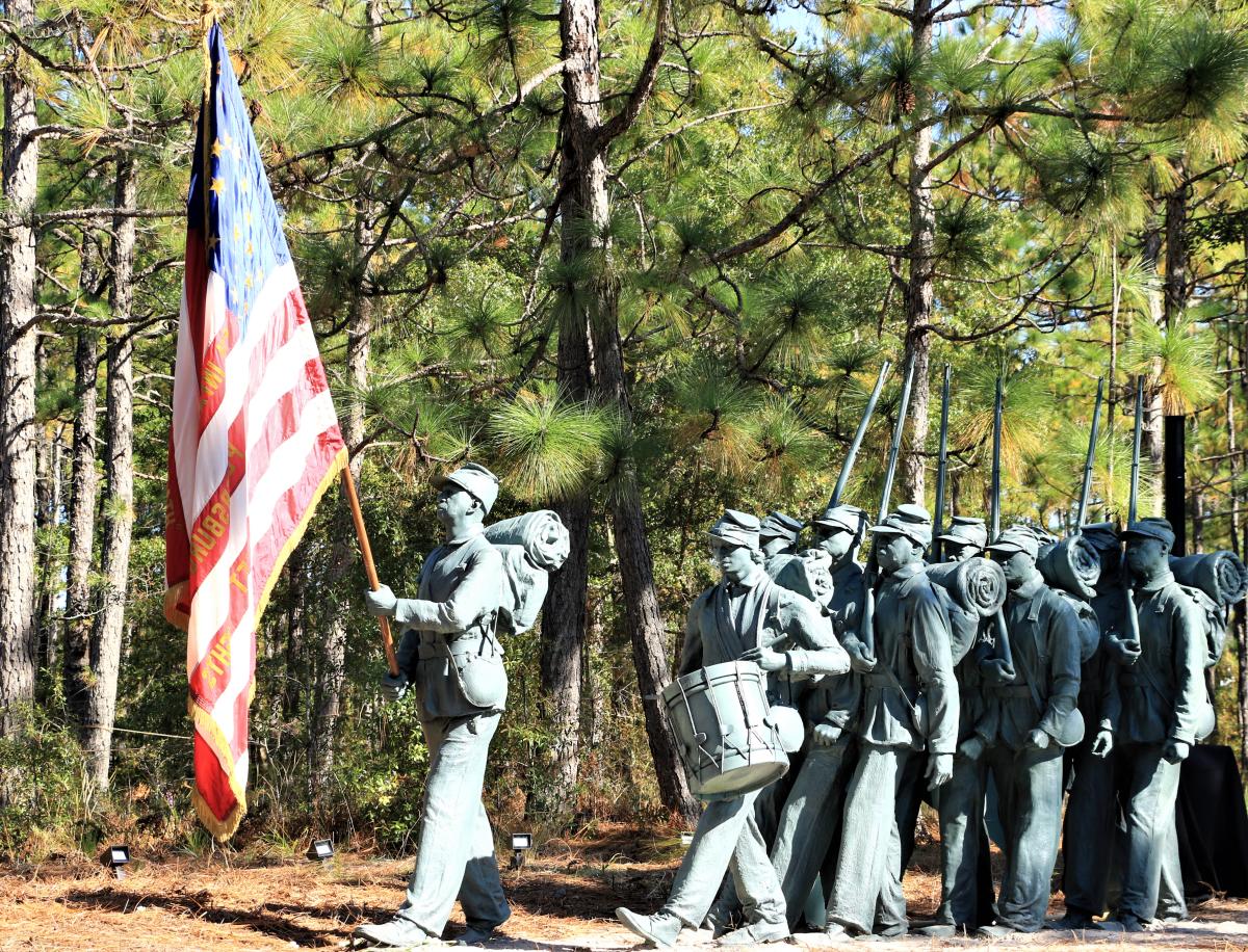 Sculpture commemorating USCT at Cameron Art Museum