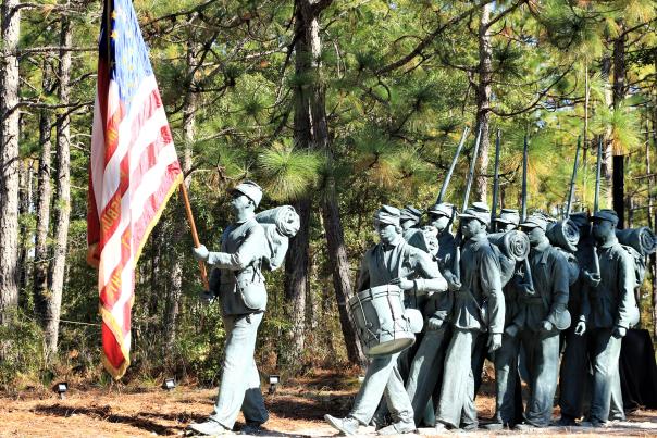 Sculpture commemorating USCT at Cameron Art Museum